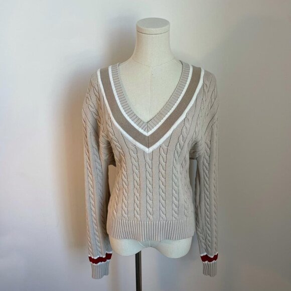 The Upside V Neck Cable Knit Jumper - Picture 1 of 3